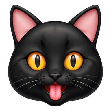 A real black cat with its tongue out sticker