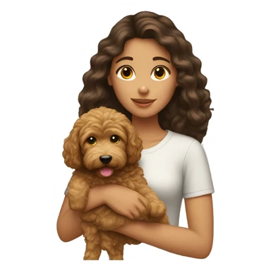 brunette girl holding golden doodle  sticker