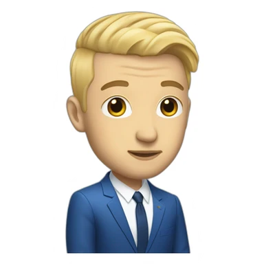 mac miller with a blonde comb over skin fade wearing a blue suit on laptop sticker