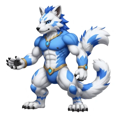 Anthropomorphic anthro furry digitigrade WereGarurumon (full body) sticker