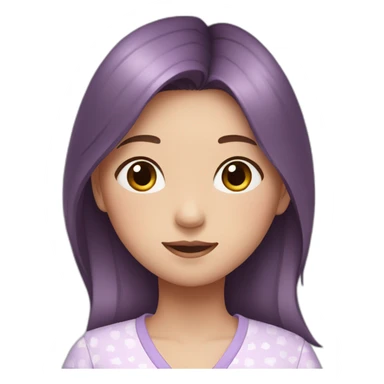Korean girl with dark red hair and lilac pyjamas sticker