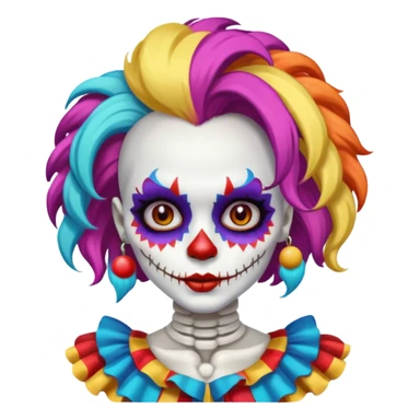 cute skeleton woman clown with makeup sticker