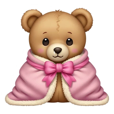 teddy bear in a cozy blanket with pink bow sticker