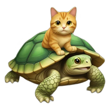 Un chat sur une tortue sticker