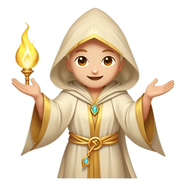Clash of Clans aesthetic Cheerful Mage Portrait Emoji, With a bright, joyful expression and an aura of radiant magic, showcasing a stylish, robed figure with flowing garments and sparkling eyes in natural skin tone that convey boundless curiosity, Simplified yet expressive features, highly detailed, glowing with a soft, luminous mystical light, high shine, upbeat and wise, stylized with an air of fantastical wizardry, soft glowing outline, capturing the essence of a cheerful mage ready to cast spells of wonder on legendary quests! sticker