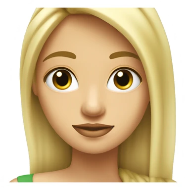 Chica con pelo largo ondulado rubio, ojos verdes, delgada, cara blanca sticker