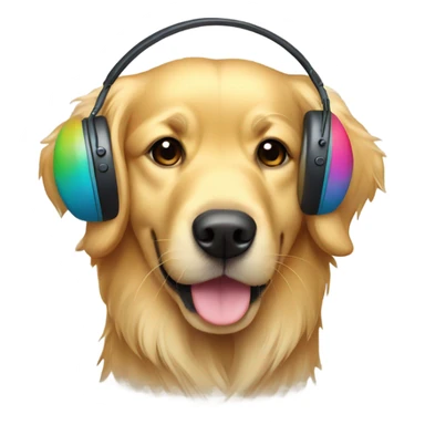 Golden retriever with earmuffs sticker