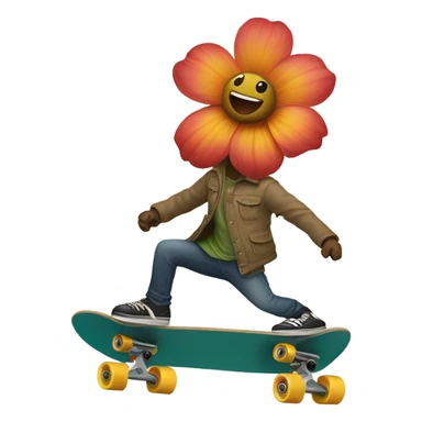Flower riding skateboard  sticker