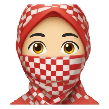 Woman wearing red and white checkered kuffiyeh hand covering mouth sticker
