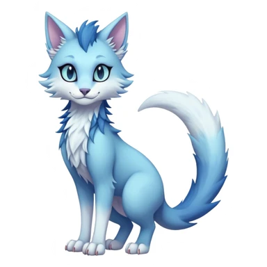 Kawaii dark edgy fantasy pastel ethereal feline-vernid-sergal-fursona animal creature with a tufted tail full body sticker