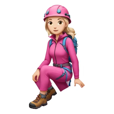 woman in pink clothes mountain climbing sticker