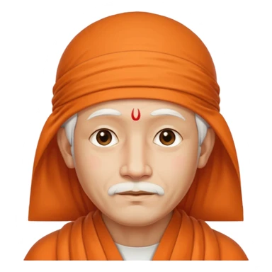 Sai Baba's serene face appearing as a gentle aura around a man's head sticker