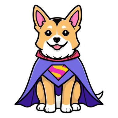 Dog wearing a bisexual cape  sticker