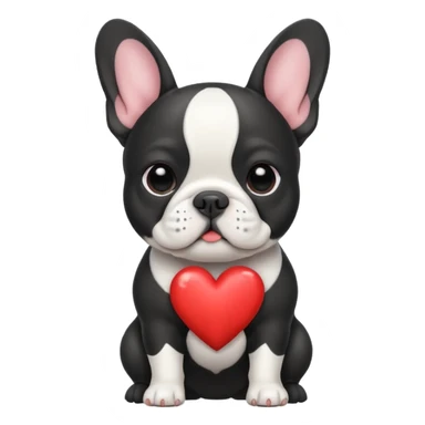 French bulldog with heart  sticker