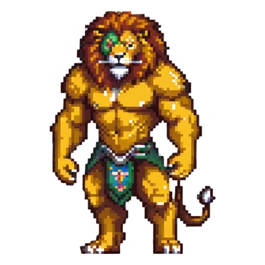 muscular lion sticker
