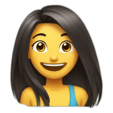 laughing cindy with long dark straight hair sticker