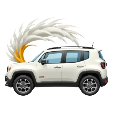 White jeep renegade from the side with a gust of wind behind it sticker