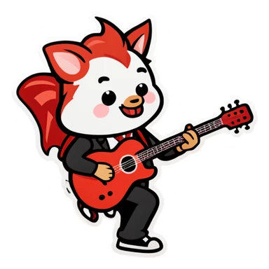 Bacon playing guitar  sticker