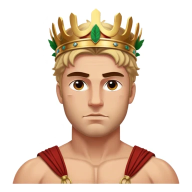 Cinematic Realistic Hercules Portrait, depicted with lifelike, sun-kissed skin and a robust, muscular physique that radiates both power and gentle nobility. His intense, kind eyes and regal expression are complemented by classical Greek attire and a laurel crown, rendered under dynamic lighting that highlights every chiseled detail. sticker
