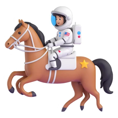astronaut on horseback with stars in background sticker