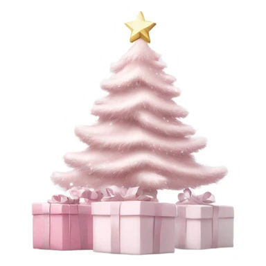 Light pink Christmas gifts under a white Christmas tree  sticker