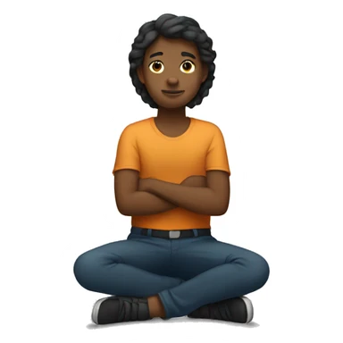 A person sitting in a kneeling position sticker