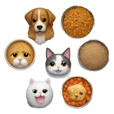 Dog cat bowl food in line sticker