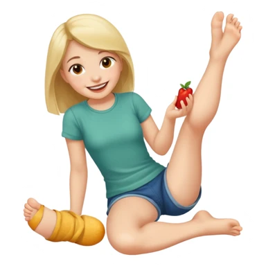 Ein Mädchen die an ihren Füßen knabbert sticker