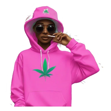 Hemp leaves Multicoloured neon person smoking wearing hoodie dancing hip hop bucket hat tropical Skater fashion aesthetic baggy clothes graphic t shirt 420 sticker