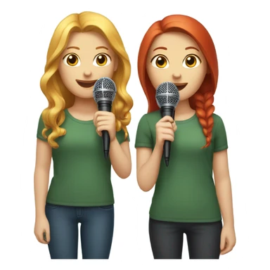 Blonde and red head girls with microphones  sticker