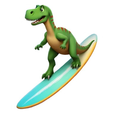 Dinosaur riding a surfboard in space  sticker