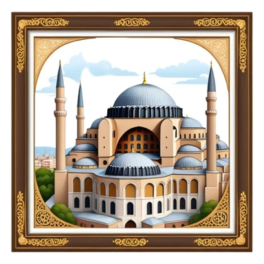 Cinematic Realistic Hagia Sophia Landmark Emoji, depicted with the majestic historic architecture rendered with intricate detail and dramatic, timeless lighting. sticker