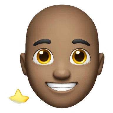 An emoji with a beaming smile and twinkling eyes, clean white background sticker