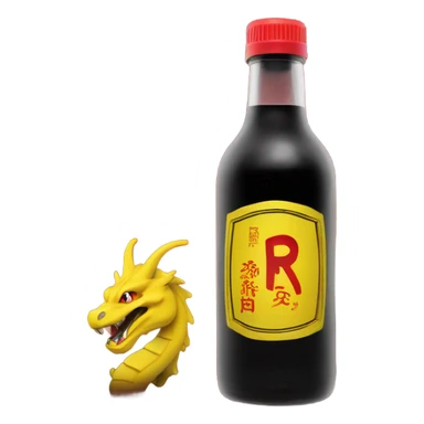 clear bottle with clear alcohol with yellow dragon on a black and red label that says “RUMPZ” alcohol sticker