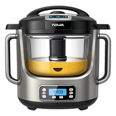 A highly realistic emoji-style illustration of the Ninja Combi all-in-one multicooker, shown front-facing. Stainless steel body with a large glass door. sticker