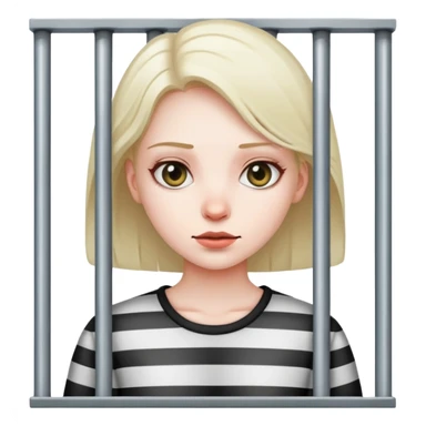 girl standing behind jail bars sticker