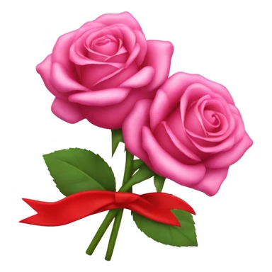 pink roses with red ribbon around the stems sticker