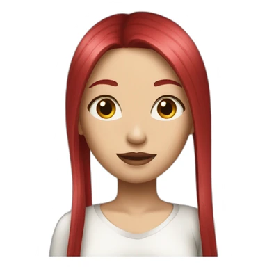 woman with long straight ruby hair and white skin sticker