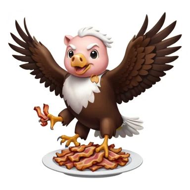 A regal flying bald eagle eating a pig and bacon  sticker