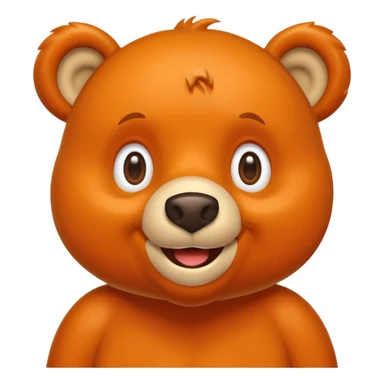 Create a orange friendly bear, make him look like from a kid cartoon and make him smile sticker