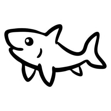 Shark fish icon, simple hand drawn style sticker