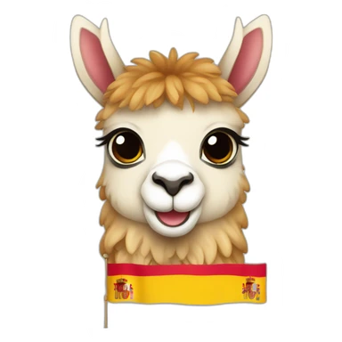 Baby llama with Spain flag sticker
