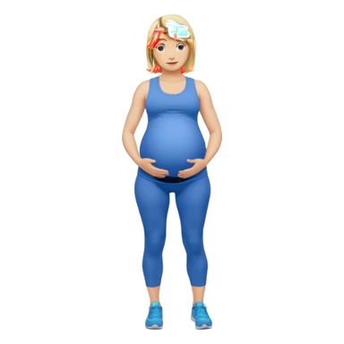 Woman blonde hair tank top blue leggings pregnant belly holding a pump bigger hips sticker