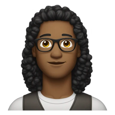 curly short black-haired man wearing square glasses light skin sticker