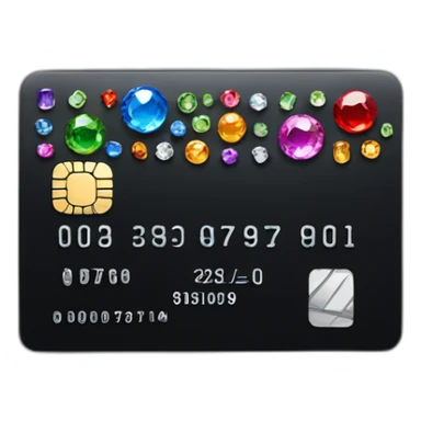 Black credit card with gems sticker