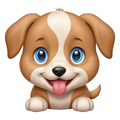 puppy winking and sticking out tongue with blue eyes  sticker