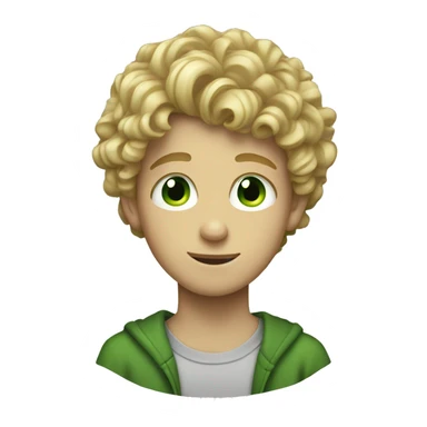 a boy teenager with curly blonde hair and green eyes sticker
