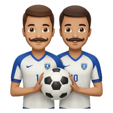 soccer players with mustache holding soccer ball sticker