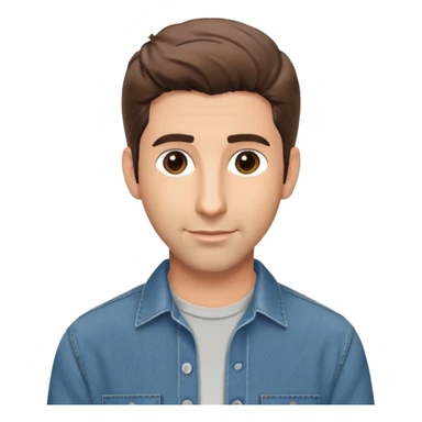 handsome Ross Geller from Friends TV show with well-styled brown hair and attractive features in casual clothes, button-up shirt and jeans sticker
