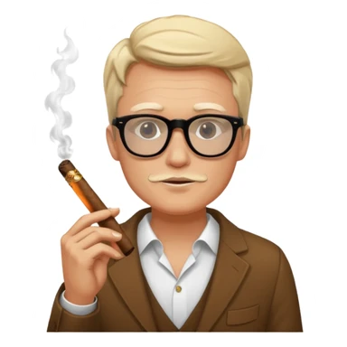 bold white guy in black glasses and cigar sticker